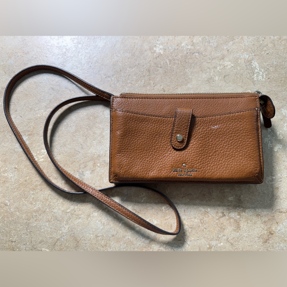 Kate Spade Brown Leather Crossbody Wallet